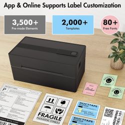 Bluetooth Thermal Shipping Label Printer: 4x6 Wireless Mini Clear Label Maker