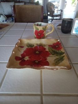 Four Large Dinner Plates & Four Large Mugs