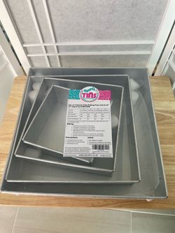 Set of 4 Square Cake Baking Pans 6,8,10,12" (3" depth) by EUROTINS
