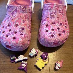 Hello Kitty Crocs with charms size 7 women’s