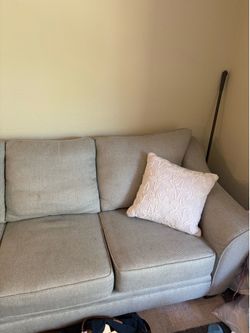 Queen pull out couch light grey