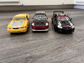 Diecast Cars 1/24 Scale Lot Of 3 Cars Acura Mustang And Eclipse Spyder With Extra Parts Asking 30 Dollars