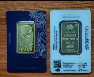 Pamp 24K Gold Plated Bar 1 Oz. Sealed .9999 Fine Gold-Foil