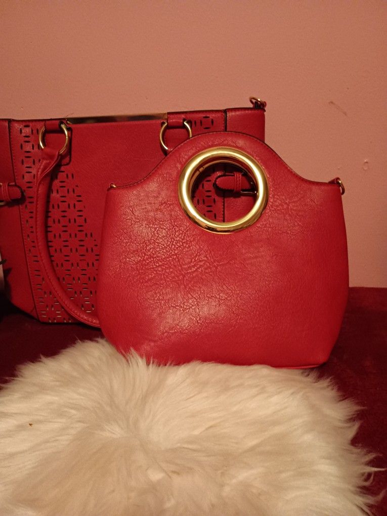 Red 2pc Large Handbag Set