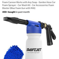 SwiftJet Car Wash Foam Gun + Microfiber Wash Mitt- Foam Cannon 