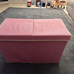 Toy Box Cloth Collapsible with Lid Pink