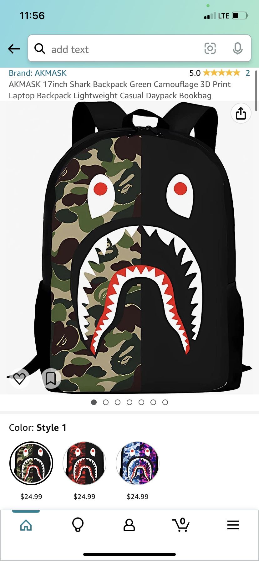  AKMASK 17inch Shark Backpack Camouflage 3D Print Laptop Backpack  Lightweight Casual Daypack Bookbag : Electronics