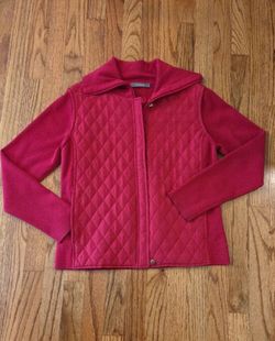 Vtg Liz Claiborne Red Quilted & Knit Jacket Size: L