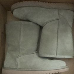 Koolaburra by UGG Green Suede Mid-Calf Snow Boots Faux Fur Lined Women's Size 6