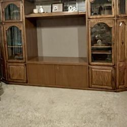 Solid Wood Entertainment Center Wall Unit – Lots of Storage