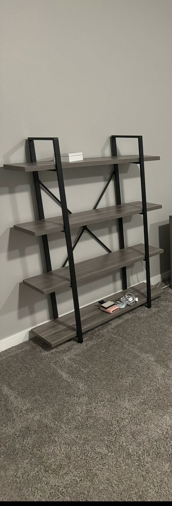 4-Tier Industrial Metal and Wood Bookshelf