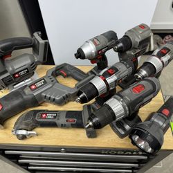 10 Porter Cable Cordless Tools with Batteries and Chargers