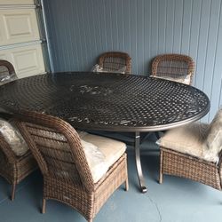 Outdoor patio 7 piece dining set, table with 6 chairs 