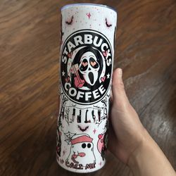 Custom 20oz Scream Ghost face Starbucks Coffee Drink Stainless Steel Skinny Tumbler