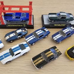 9 Qty 64 Scale  Diecast Shelby Mustangs, Ford Mustangs And Shelby Cobra Daytona 