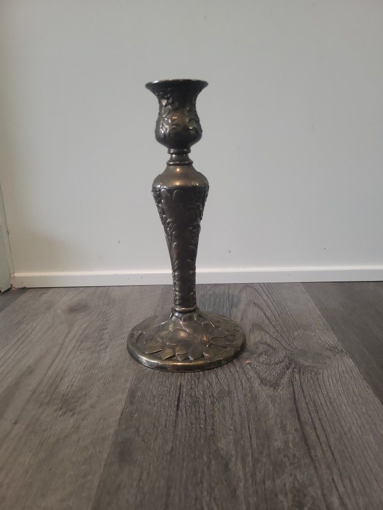 Vintage Silver Plated Floral Candlestick Holder 