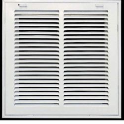 12" X 12" Steel Return Air Filter Grille for 1" Filter - Easy Plastic Tabs for Removable Face/Door  - White [Outer Dimensions: 13.75w X 13.75h]
