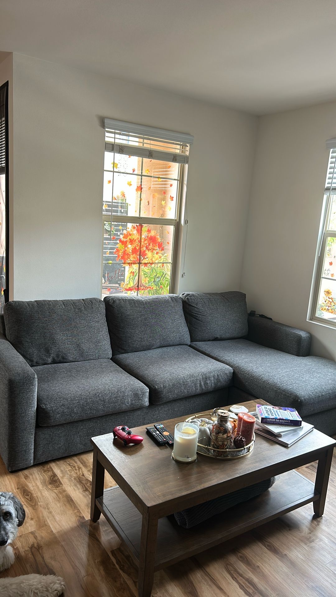 Araceli II Pewter Grey Black Fabric 107" 2 Piece Modular Sectional with Right Arm Facing Chaise | Loose Reversible Back