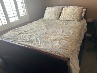 Cherry Wood Sleigh Bed Frame