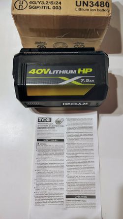 RYOBI OP40752 40V 7.5AH HP LITHIUM-ION HIGH CAPACITY BATTERY - GENUINE OEM