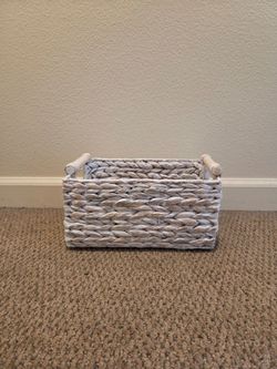 Gray/White Woven Basket Decoration