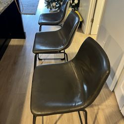 3 Navy Faux Leather Barstools