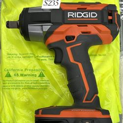 Ridgid  Brushless Wrench Impact 1/2 With Battery And Charger 