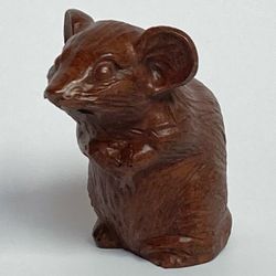 Vintage Red Mill Manufacturing Carved Pecan Resin Mouse