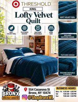 Threshold King Lofty Velvet Quilt Set