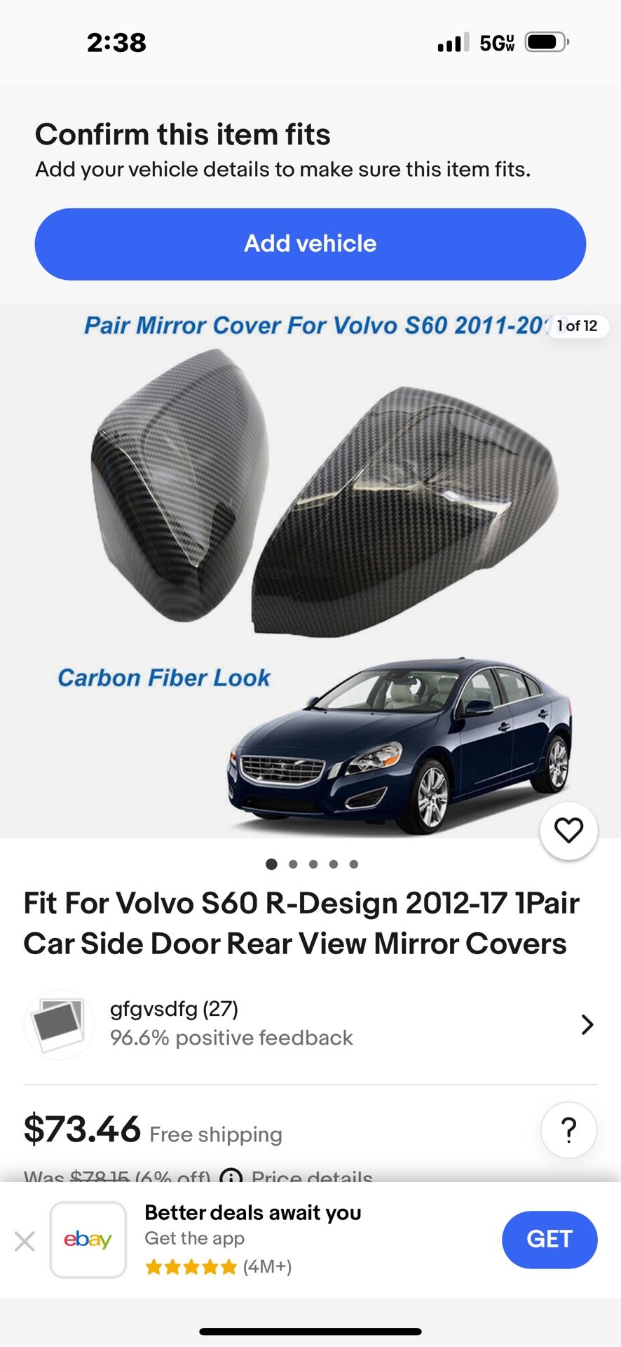 Frost guard mirror covers and windshield cover set fits Volvo s 60 type cars