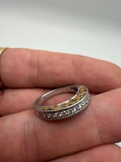Pt900 & 18K Gold Diamond Band, Size 6.5, 7.53g