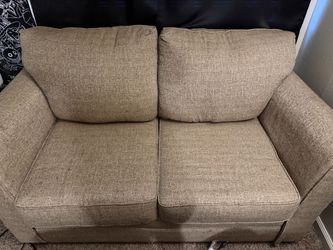 Tan Fabric Loveseat Sofa