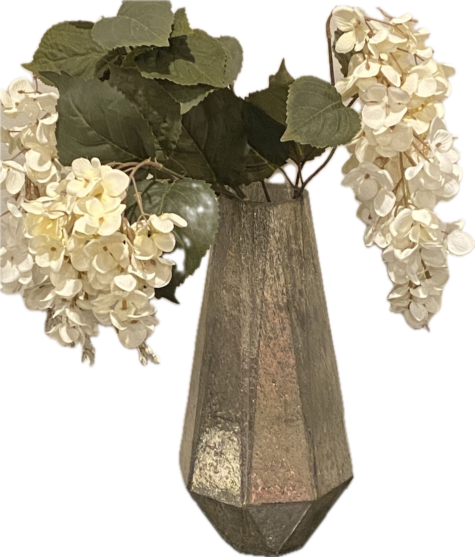 Modern Silver Vase H14” With The Faux Flowers Arrangement 