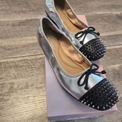 Nordstrom Brand Lisa vicky Metallic Bailarina Studed Flats Sz 8