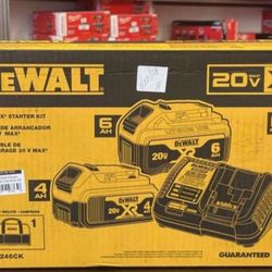 DEWALT XR 20V Starter Kit (1) 6.0 Ah Battery And (1) 4.0 Ah Battery Charger And Tool Bag DCB246CK