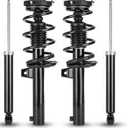Front+Rear Complete Struts w/Coil Springs Shock Absorbers Fit for 06-13 Audi A3/A3 Quattro, for Golf 10-14, for Jetta 05-10, for Passat FWD/Rabbit 06-