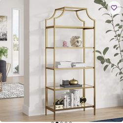 5 Tier Gold And Glass Etagere bookcase