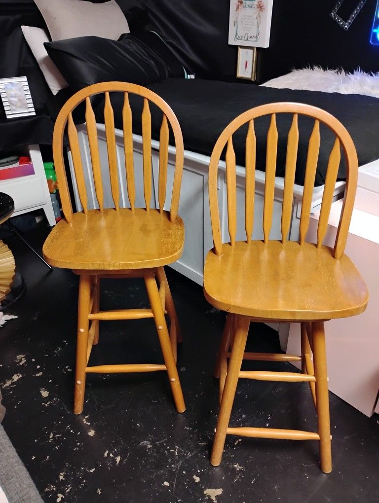 2- Solid Wood Bar Stools