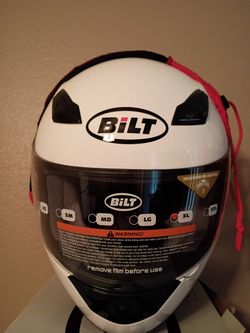 BILT motorcycle helmet, specifically a full-face helmet with a clear face shield