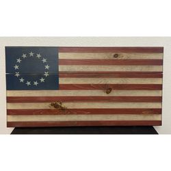 Betsy Ross 13 Star Wooden Flag 