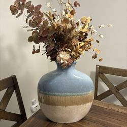 Large Vase With Dried Floral Arrangement