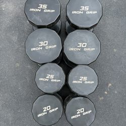Iron Grip 20-35lb Urethane Dumbbell Set Weights 