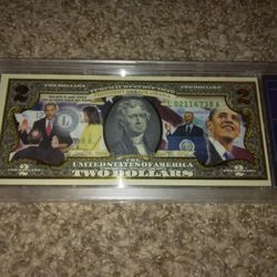 President Obama $2 Bill Currency Collection With Display Box