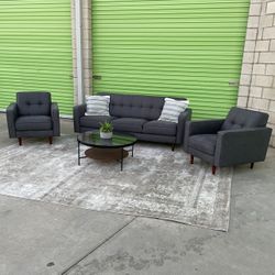  *Free Delivery* Gray Modern Living Spaces Couch Sofa Chair Set