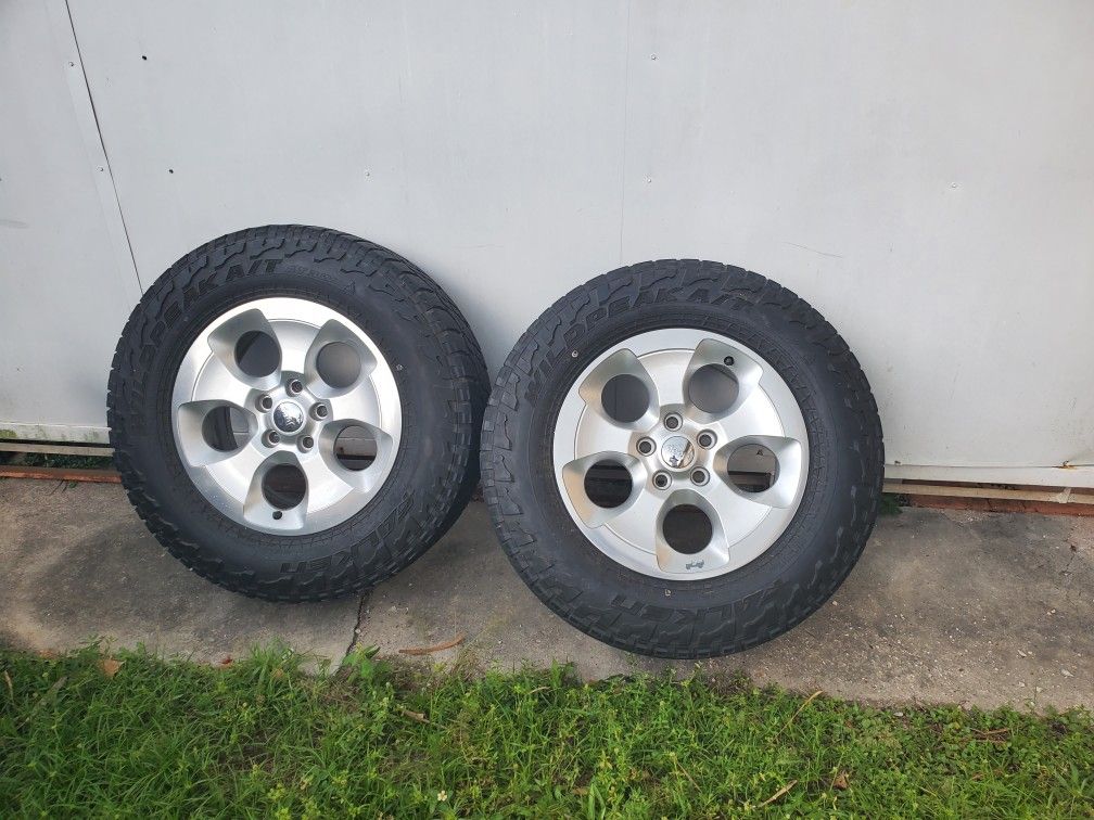 Jeep Wrangler rims wheels with tires (only 2)