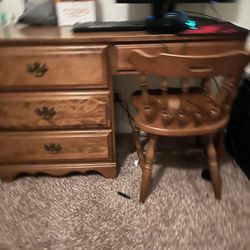 Solid Wood Desk With Chair 
