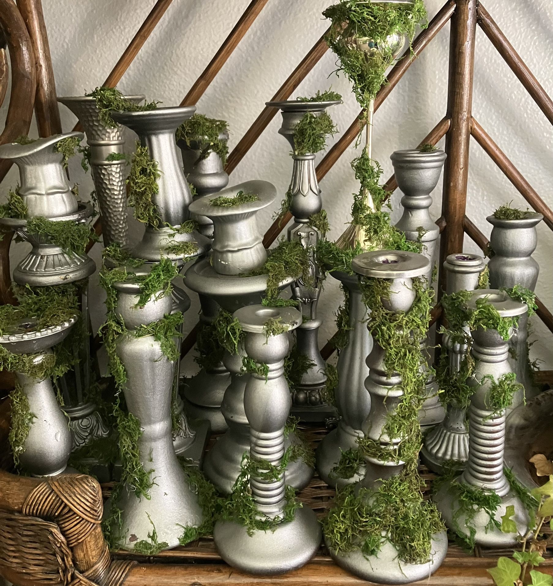 Silver Mossy Candlesticks