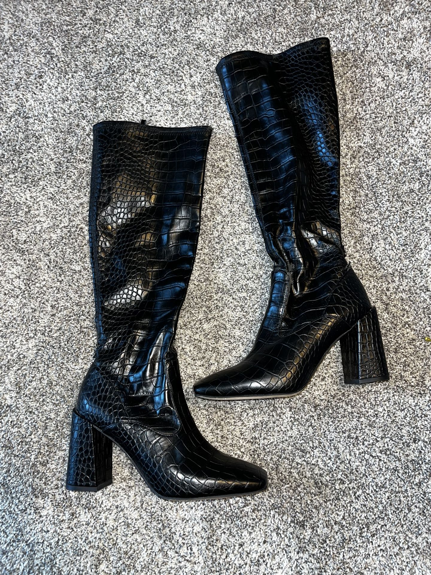 Snake Skin High Heel Boots