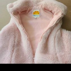 Pale Pink Faux Fur Kid's Zip Up Vest from C&C California 5