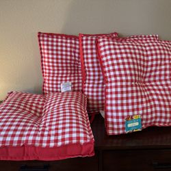 Chair Pads - Gingham Red & White